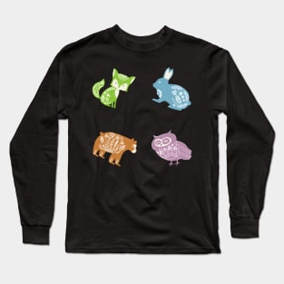 Pastel Woodland Creatures Sticker Sheet (4pcs) Long Sleeve T-Shirt